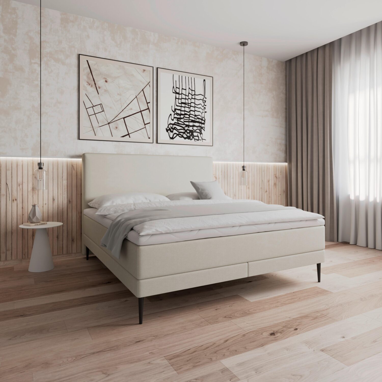 Wohnli Möbelsuche - Boxbett Nevada ca. 160x200 cm Beige mit Topper