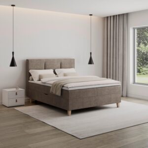 Wohnli Möbelsuche - Boxbett Monza ca. 160x200 cm Braun inkl. Topper