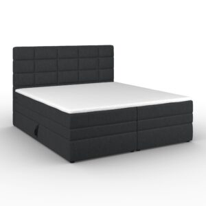 wohnli-moebel-suche-001408010103-1 Boxspringbett Aria Dunkelgrau ca. 180x200 cm mit Topper Holz, Textil Bessagi Home Möbel > Betten > Doppelbetten Grau