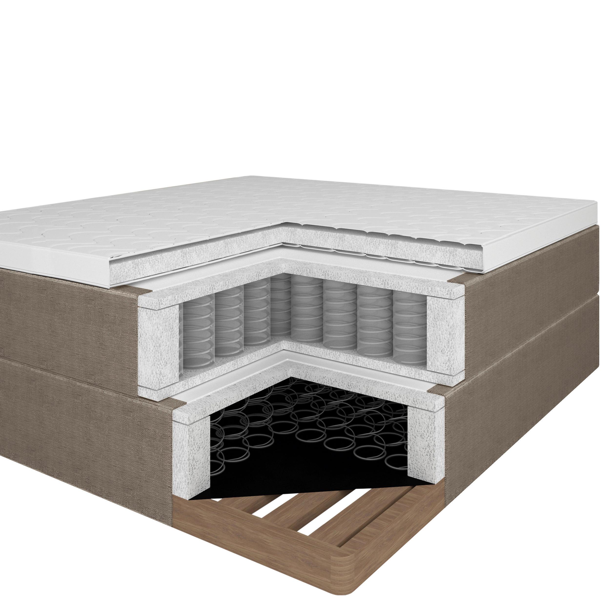 Wohnli Möbelsuche - Boxspringbett Olivia ca. 180x200 cm Grau mit Topper