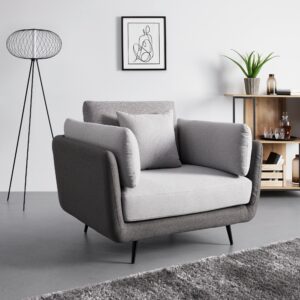 Relaxsessel Genesis Grau Webstoff Holz, Metall, Textil Bessagi Home Wohnzimmermöbel Grau