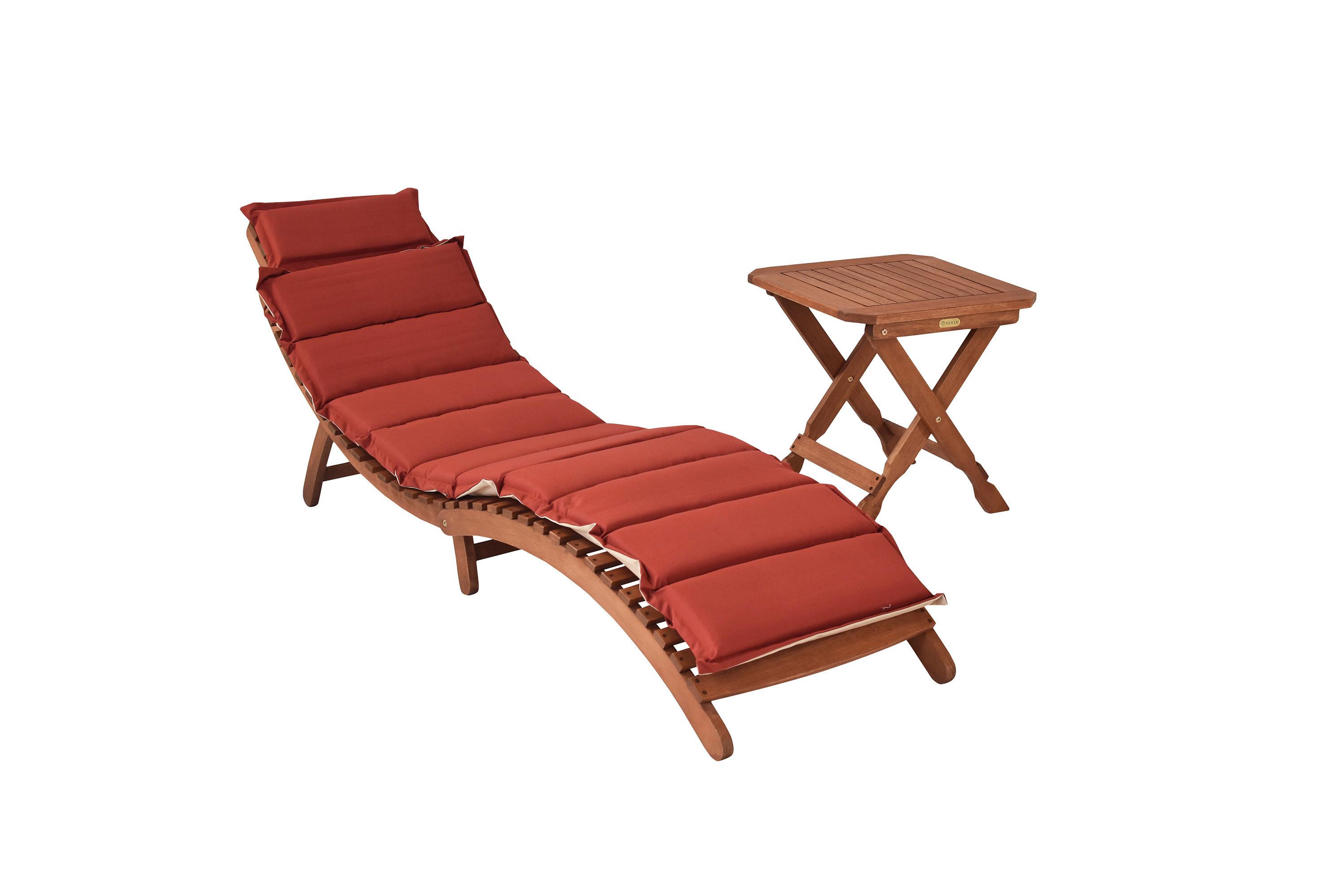 Gartenliege Ipanema Holz inkl. Auflage in Rot Holz Gardenson Garten & Outdoor > Gartenmöbel > Gartenliegen Beige