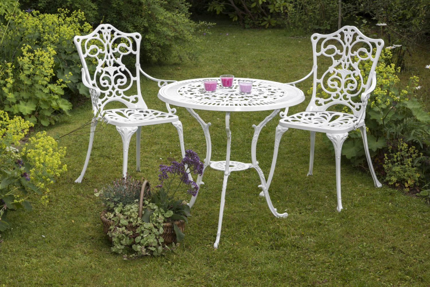 Gartentisch Lugano Weiß rund ca. 70x70x68cm Metall Gardenson Garten & Outdoor > Gartenmöbel > Gartentische Weiß