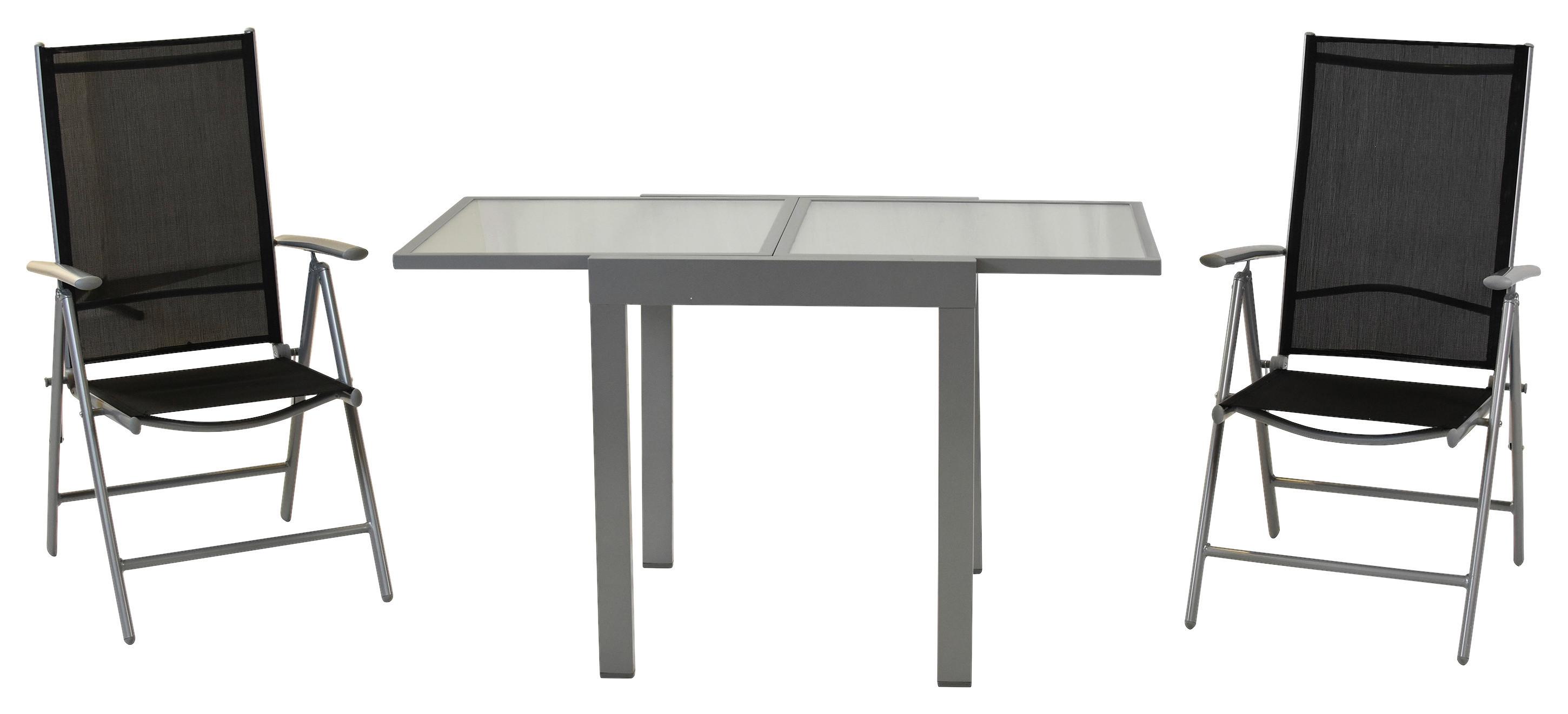 Gartenset Amalfi 3-tlg. Aluminium Silber/Schwarz Metall, Textil Gardenson Garten & Outdoor > Gartenmöbel > Gartenmöbel-Sets Schwarz