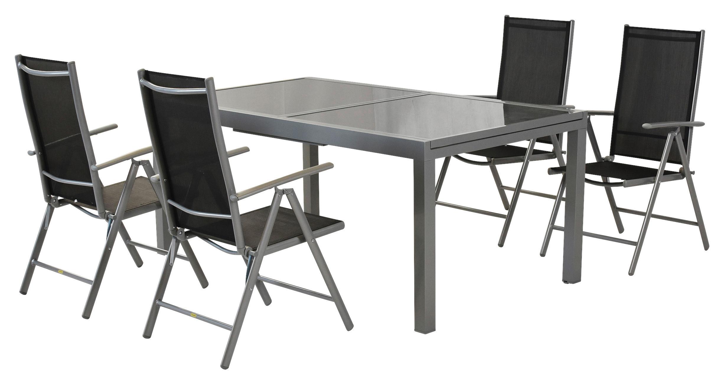 Gartenset Amalfi 5-tlg. Aluminium Silber/Schwarz Metall, Textil Gardenson Garten & Outdoor > Gartenmöbel > Gartenmöbel-Sets Schwarz