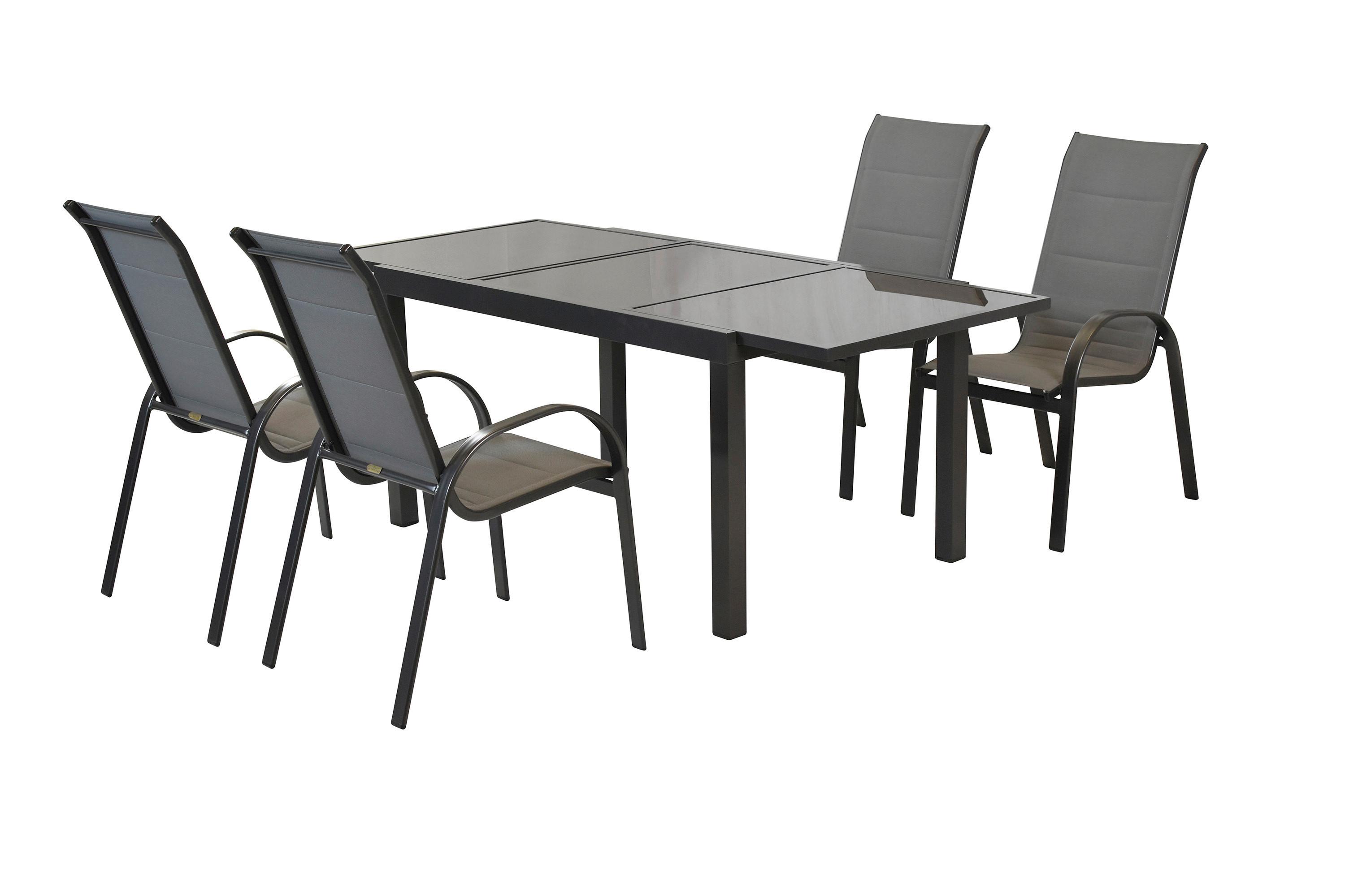 Gartentischgruppe Amalfi 5-tlg. Graphitfarben Metall, Glas, Textil Gardenson Garten & Outdoor > Gartenmöbel > Gartenmöbel-Sets Braun