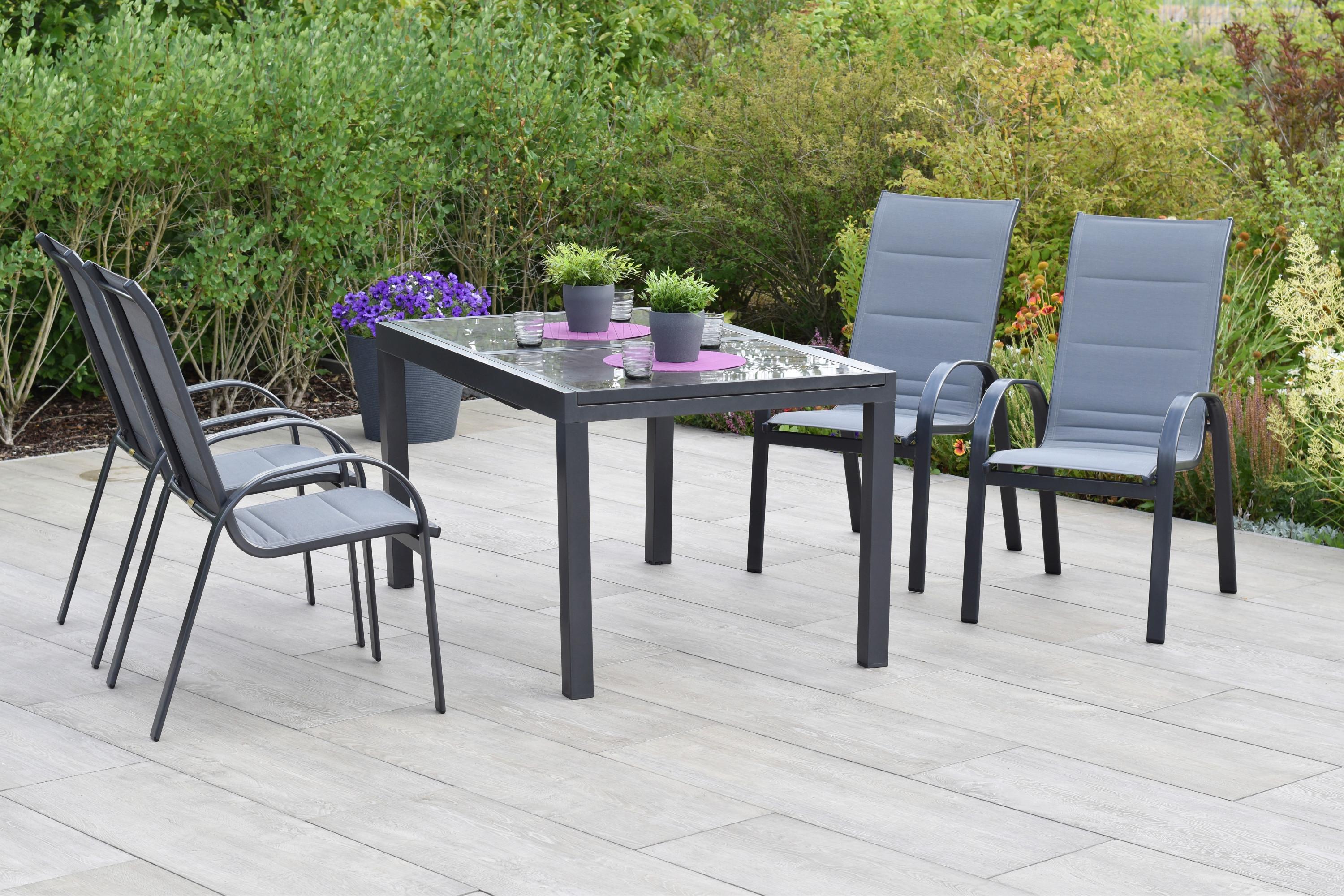 wohnli-moebel-suche-001442002083 Wohnli Möbelsuche - Gartentischgruppe Amalfi 5-tlg. Graphitfarben