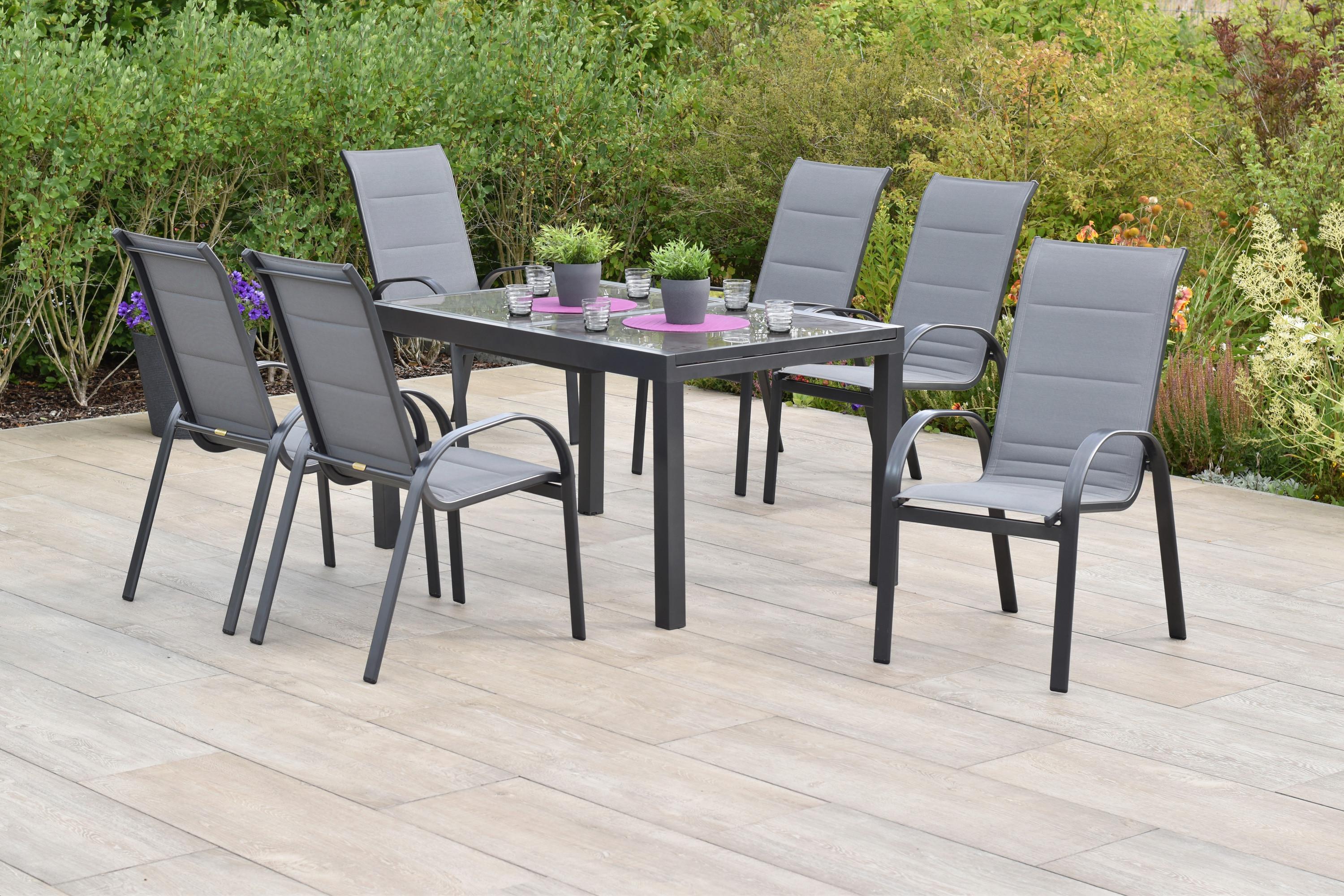 wohnli-moebel-suche-001442002084 Wohnli Möbelsuche - Gartentischgruppe Amalfi 7-tlg. Graphitfarben