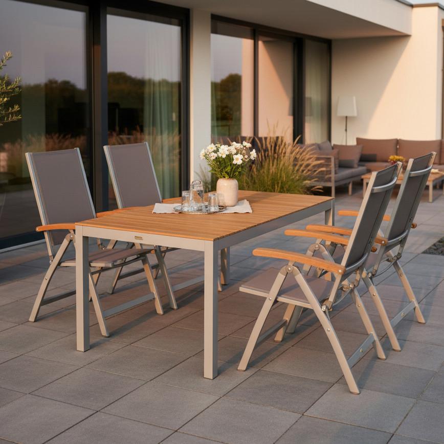 wohnli-moebel-suche-001442002112 Wohnli Möbelsuche - Gartentischgruppe Naxos 5-tlg. Grau/Akaziefarben