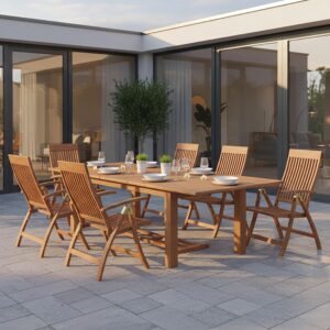 wohnli-moebel-suche-001442004806 Wohnli Möbelsuche - Gartentischgruppe "Comodoro 7-tlg. Naturfarben