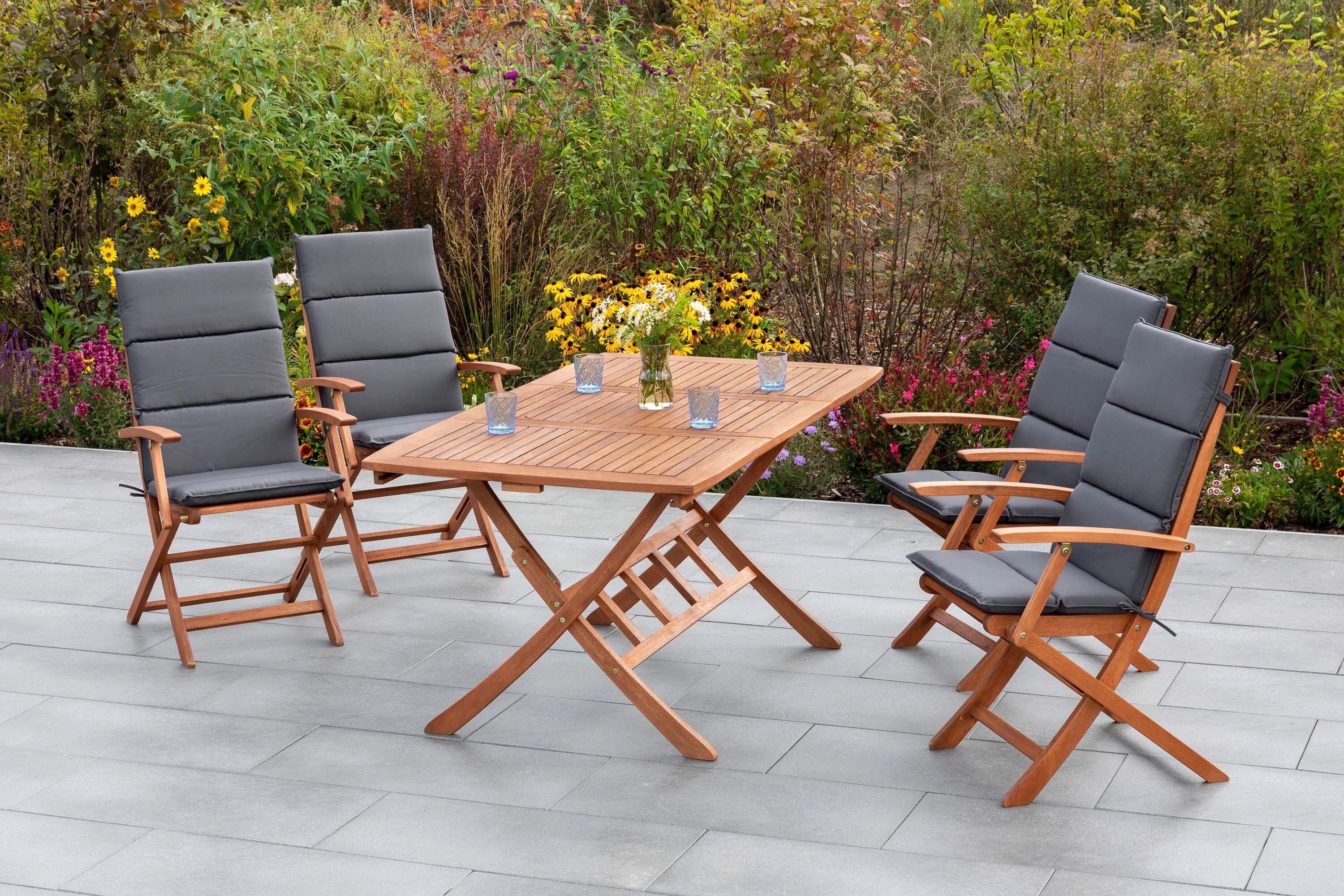 wohnli-moebel-suche-001442004815 Wohnli Möbelsuche - Gartentischgruppe Comodoro 9-tlg. Echtholz/Grau