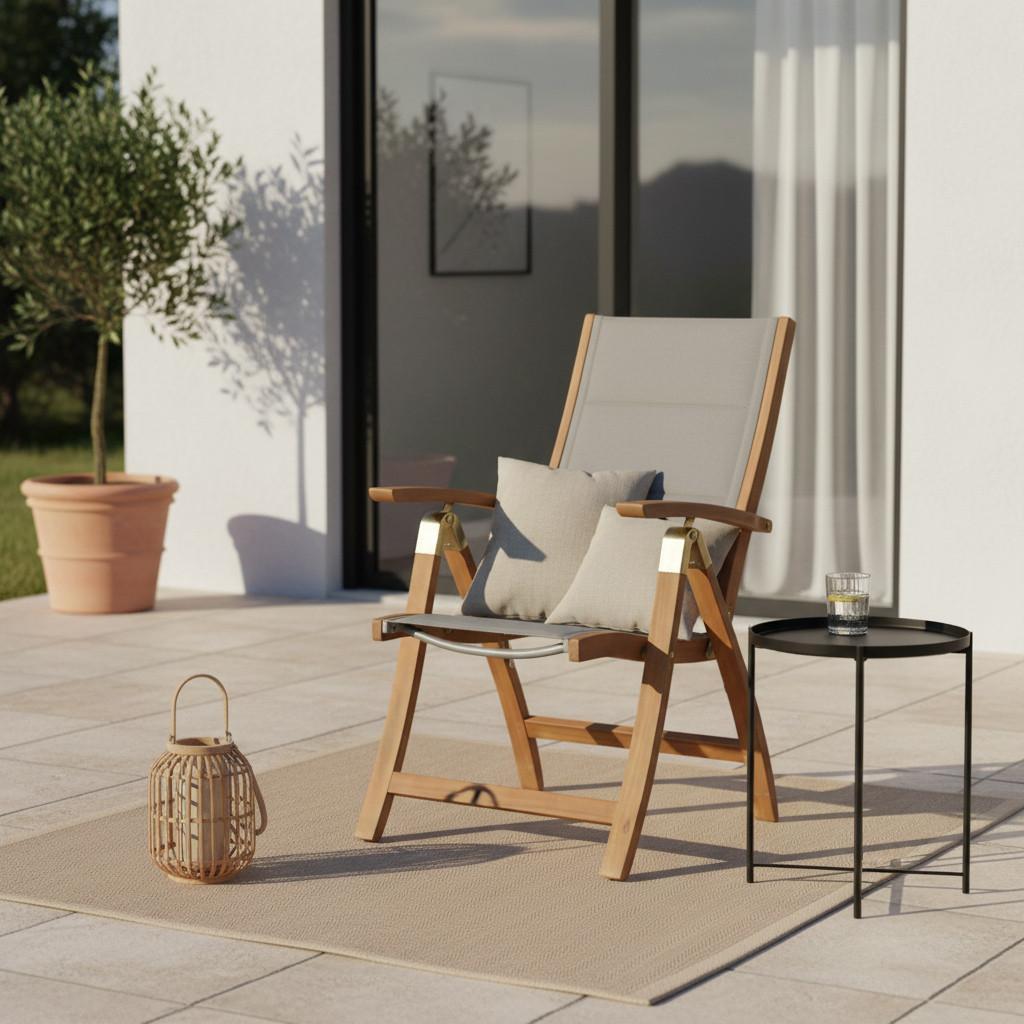 Wohnli Möbelsuche - Gartensessel Acapulco Akazie/Textil klappbar
