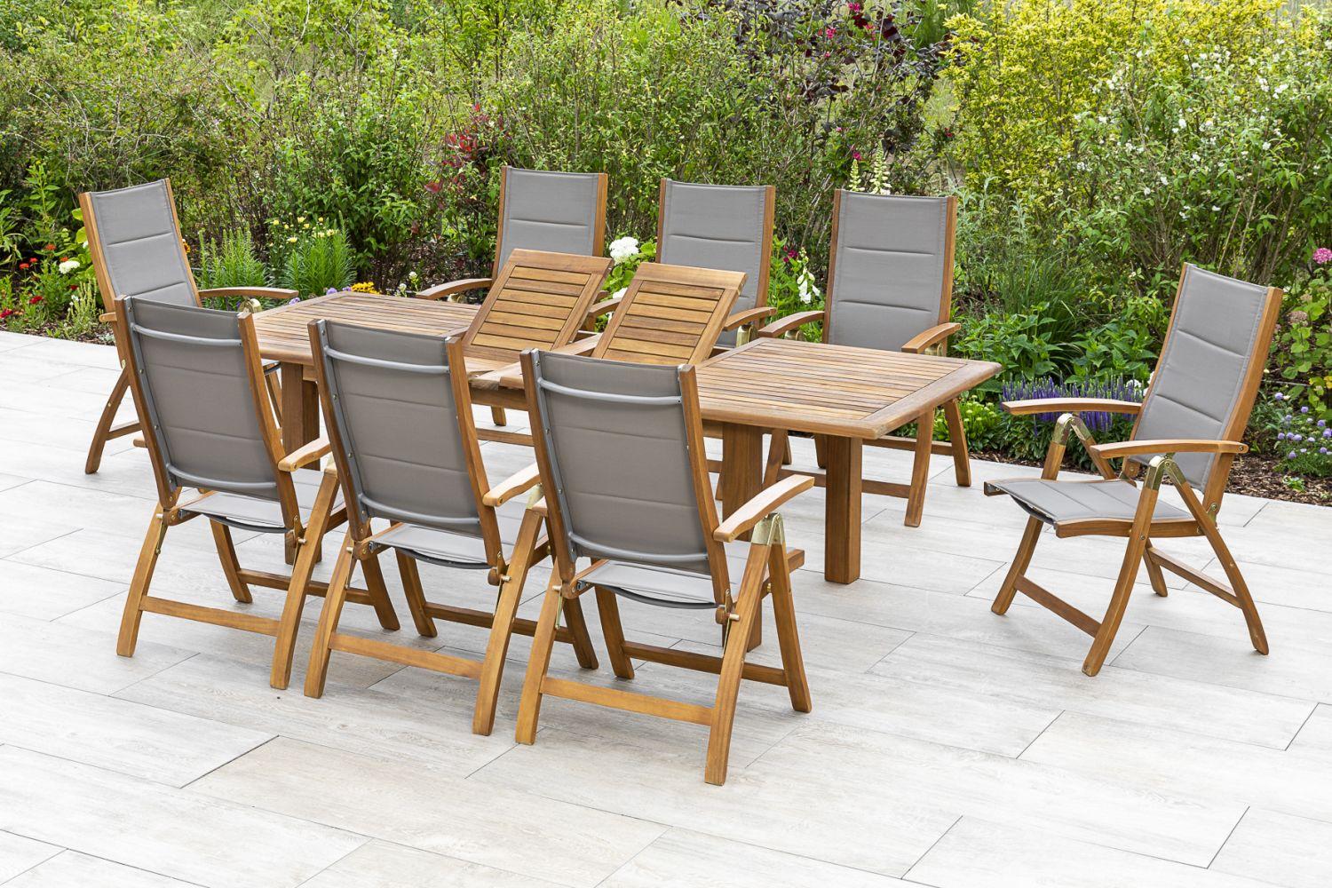 Wohnli Möbelsuche - Gartenmöbel Set 9-tlg. Acapulco Akazie/Textil