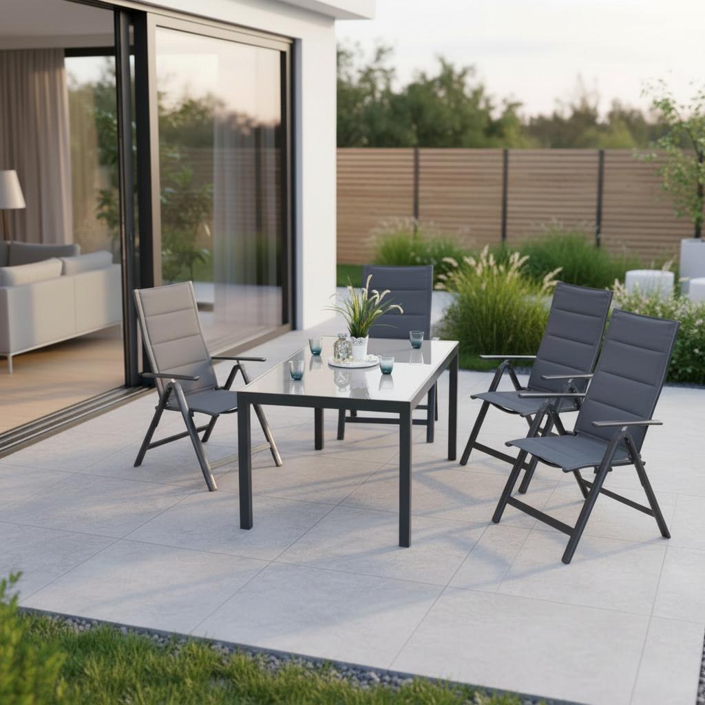 wohnli-moebel-suche-001442005705 Wohnli Möbelsuche - Gartengarnitur 5-tlg. Taviano Metall/Textil/Glas