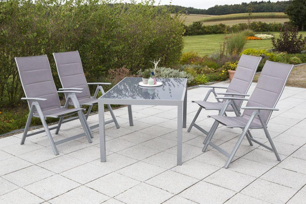 Gartenmöbel Set 5-tlg. Taviano Metall/Glas/Textil Metall, Glas, Textil Gardenson Garten & Outdoor > Gartenmöbel > Gartenmöbel-Sets Braun