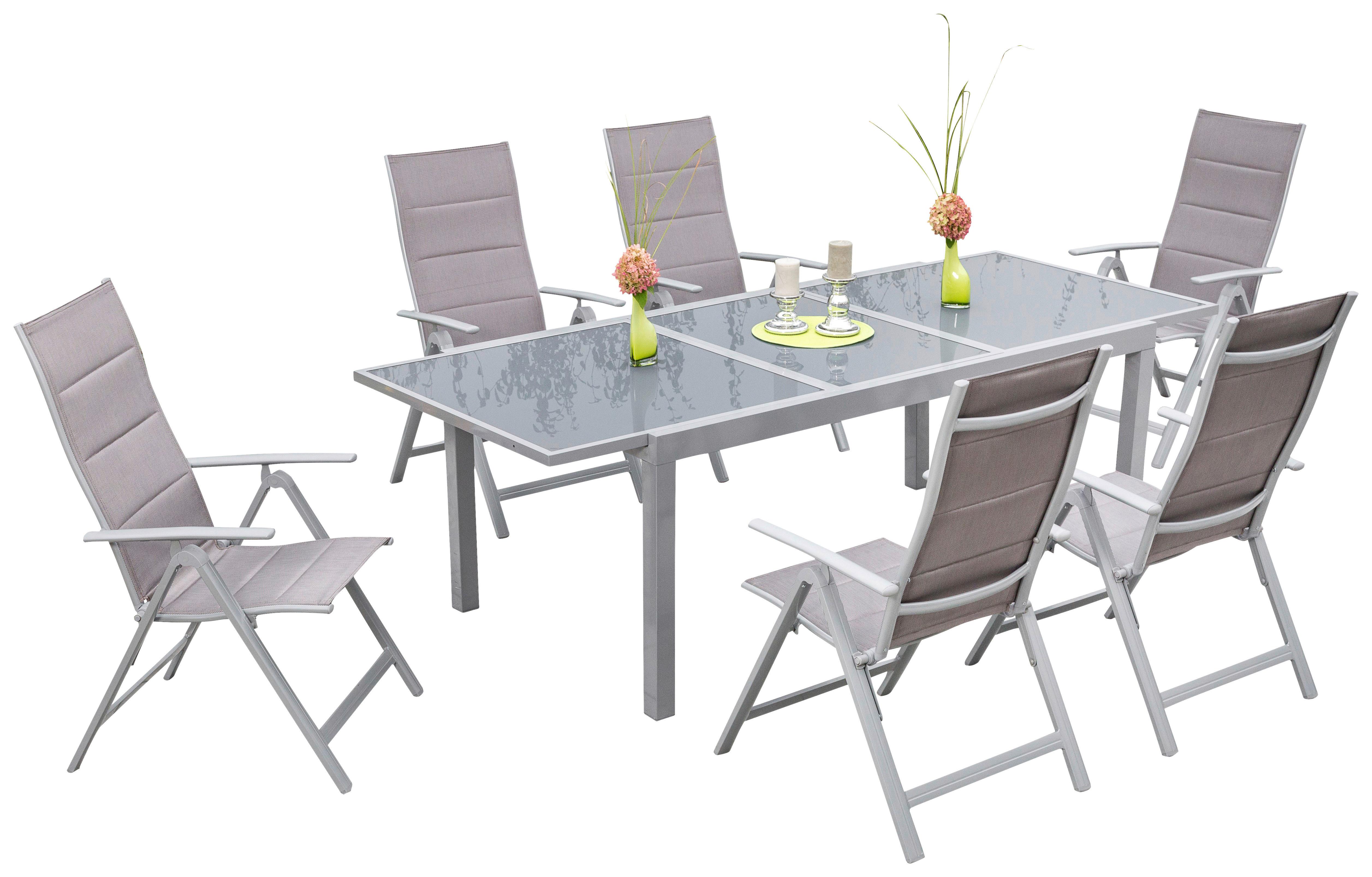 wohnli-moebel-suche-001442005711 Wohnli Möbelsuche - Gartengarnitur 7-tlg. Taviano Metall/Textil/Glas