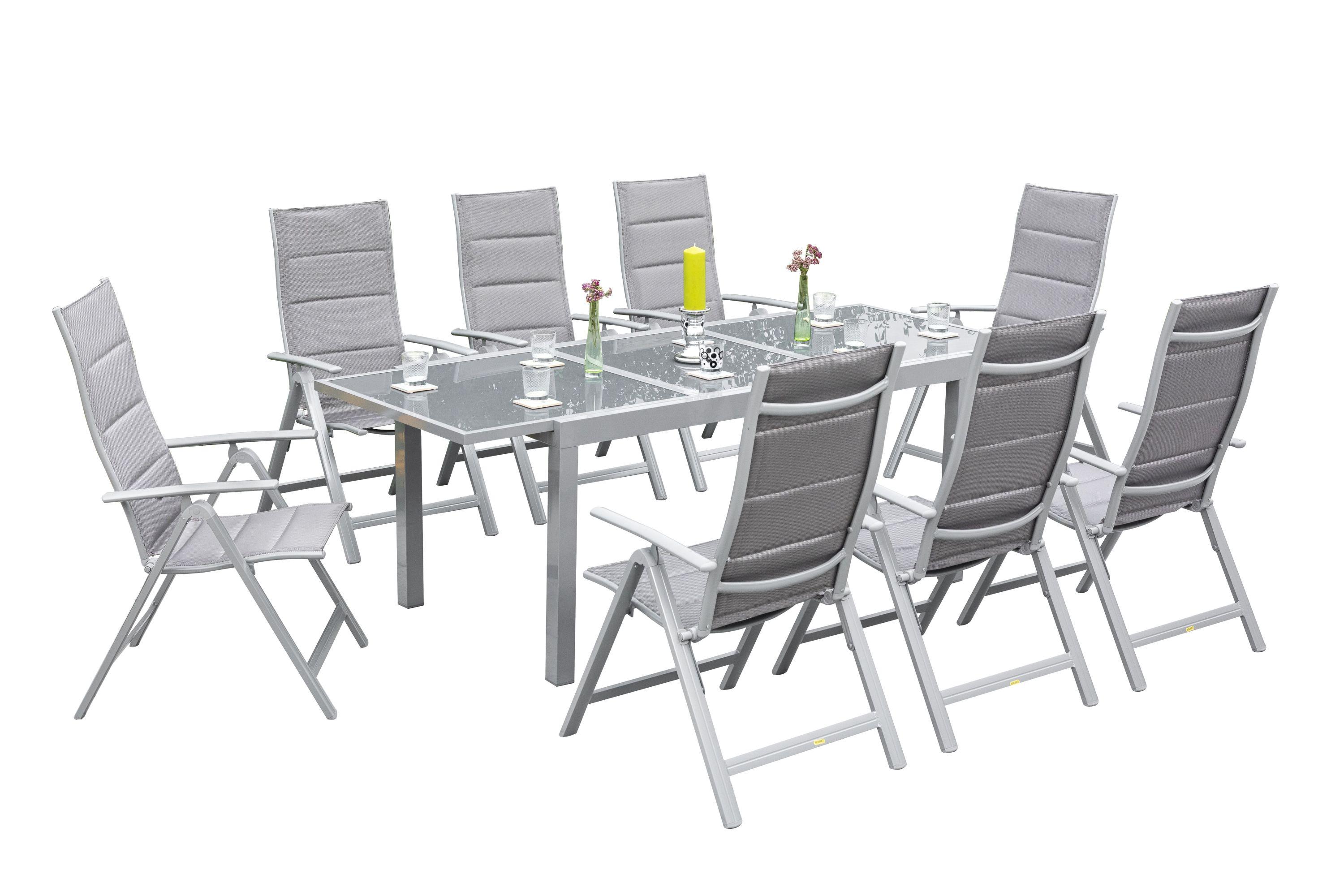 Gartengarnitur 9-tlg. Taviano Metall/Textil/Glas Metall, Glas, Textil Gardenson Garten & Outdoor > Gartenmöbel > Gartenmöbel-Sets Braun
