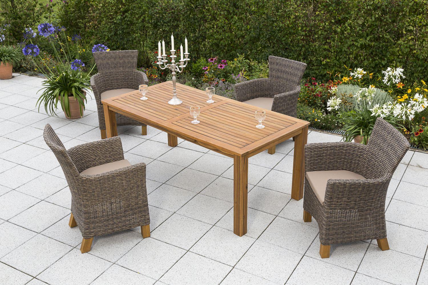 Gartensessel 2er-Set Toskana 2er-Set Kunststoffgefl. Natur Holz, Metall, Kunststoff Gardenson Garten & Outdoor > Gartenmöbel > Gartenstühle Braun