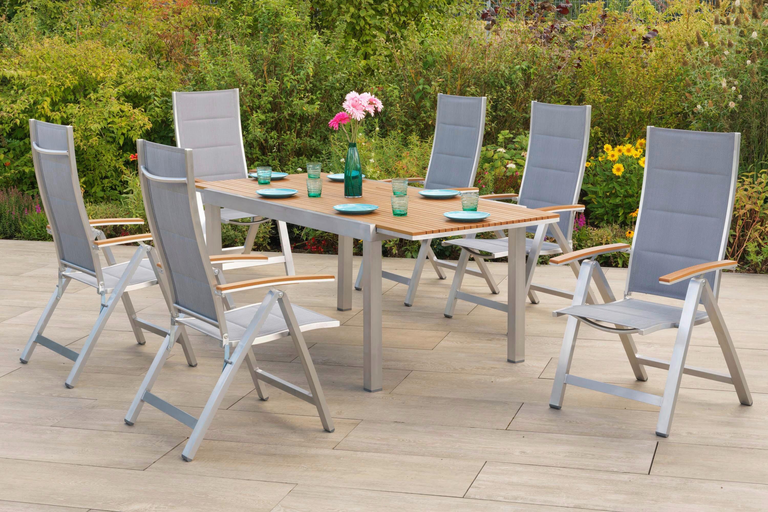 wohnli-moebel-suche-001442009005 Wohnli Möbelsuche - Gartentischgruppe San Remo 7-tlg. Grau/Naturfarben