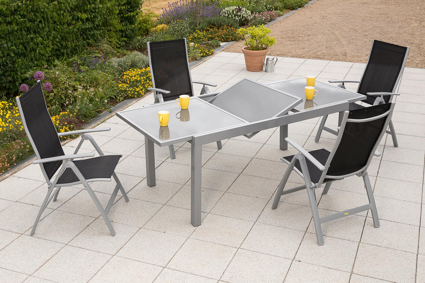 Gartengarnitur 5-tlg. Carrara Metall/Textil/Glas Metall, Glas, Textil Gardenson Garten & Outdoor > Gartenmöbel > Gartenmöbel-Sets Schwarz