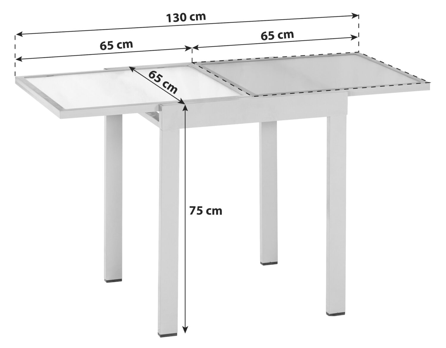 Gartentisch ausziehbar Metall/Glas L 65 cm Metall, Glas Gardenson Garten & Outdoor > Gartenmöbel > Gartentische Beige