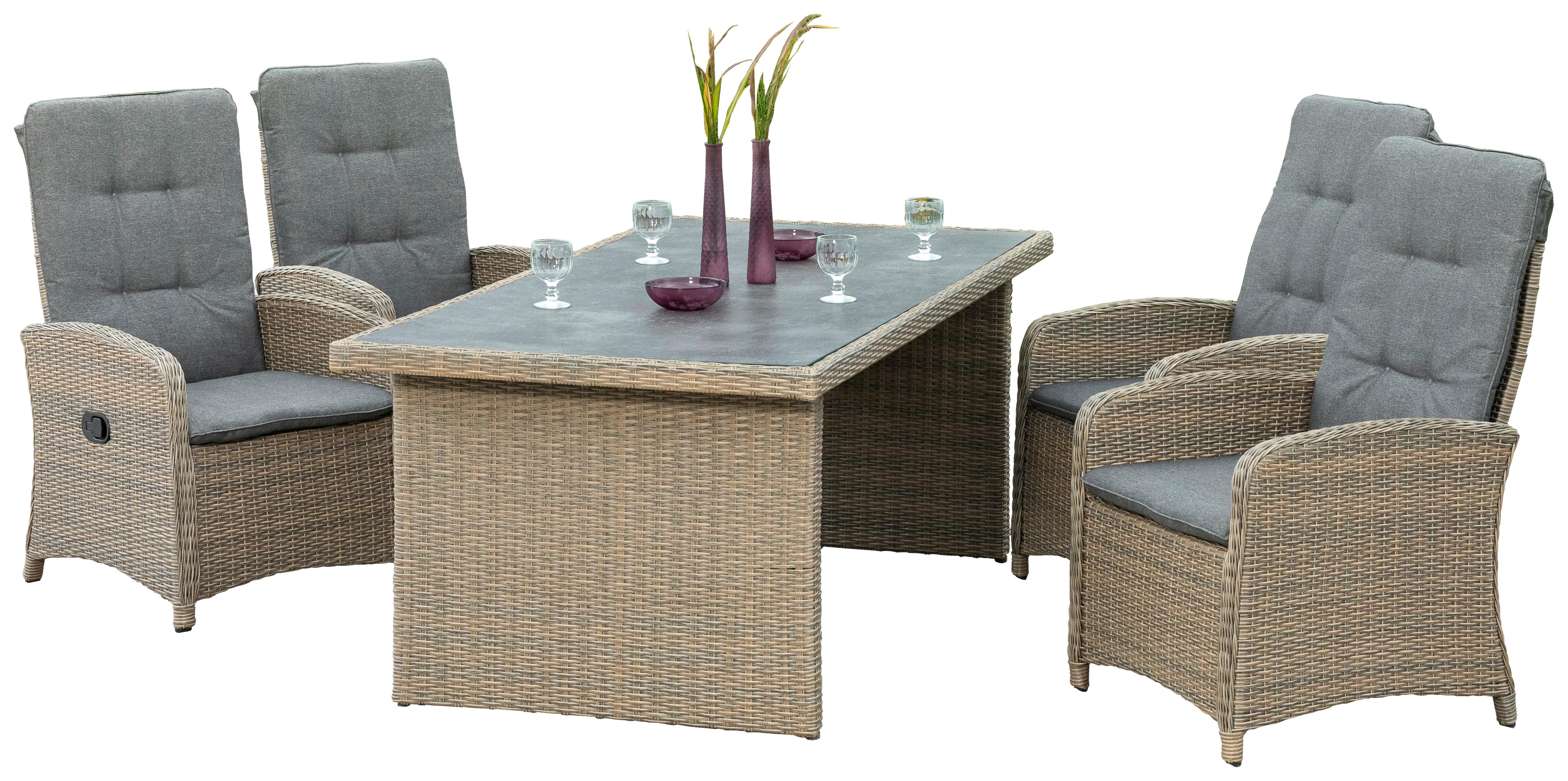 Gartenset Atrani 5-tlg. Schieferfarben/Beige Metall, Kunststoff, Glas, Textil Gardenson Garten & Outdoor > Gartenmöbel > Gartenmöbel-Sets Grau