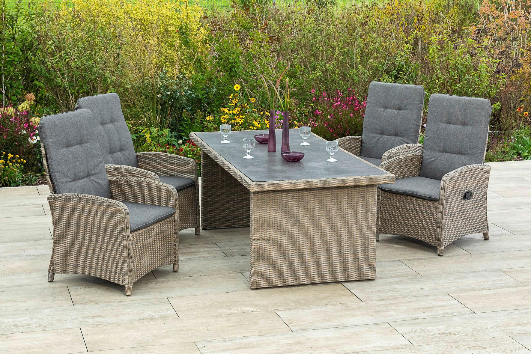 Wohnli Möbelsuche - Gartenset Atrani 5-tlg. Schieferfarben/Beige