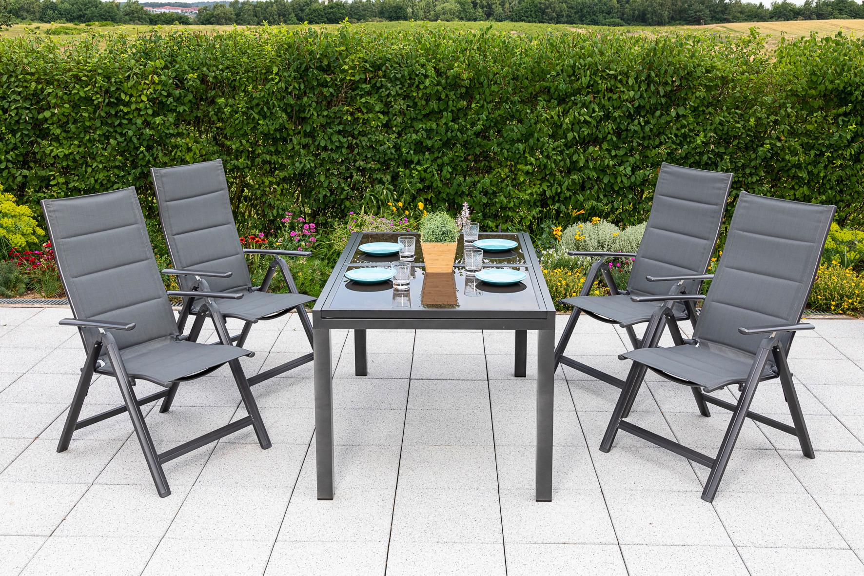 Gartentisch ausziehbar ca. 180x90 cm Alu/Glas Metall Gardenson Garten & Outdoor > Gartenmöbel > Gartentische > Gartenesstische Braun