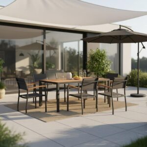 Wohnli Möbelsuche - Gartenset Paxos 7-tlg. Alu/Akazie massiv