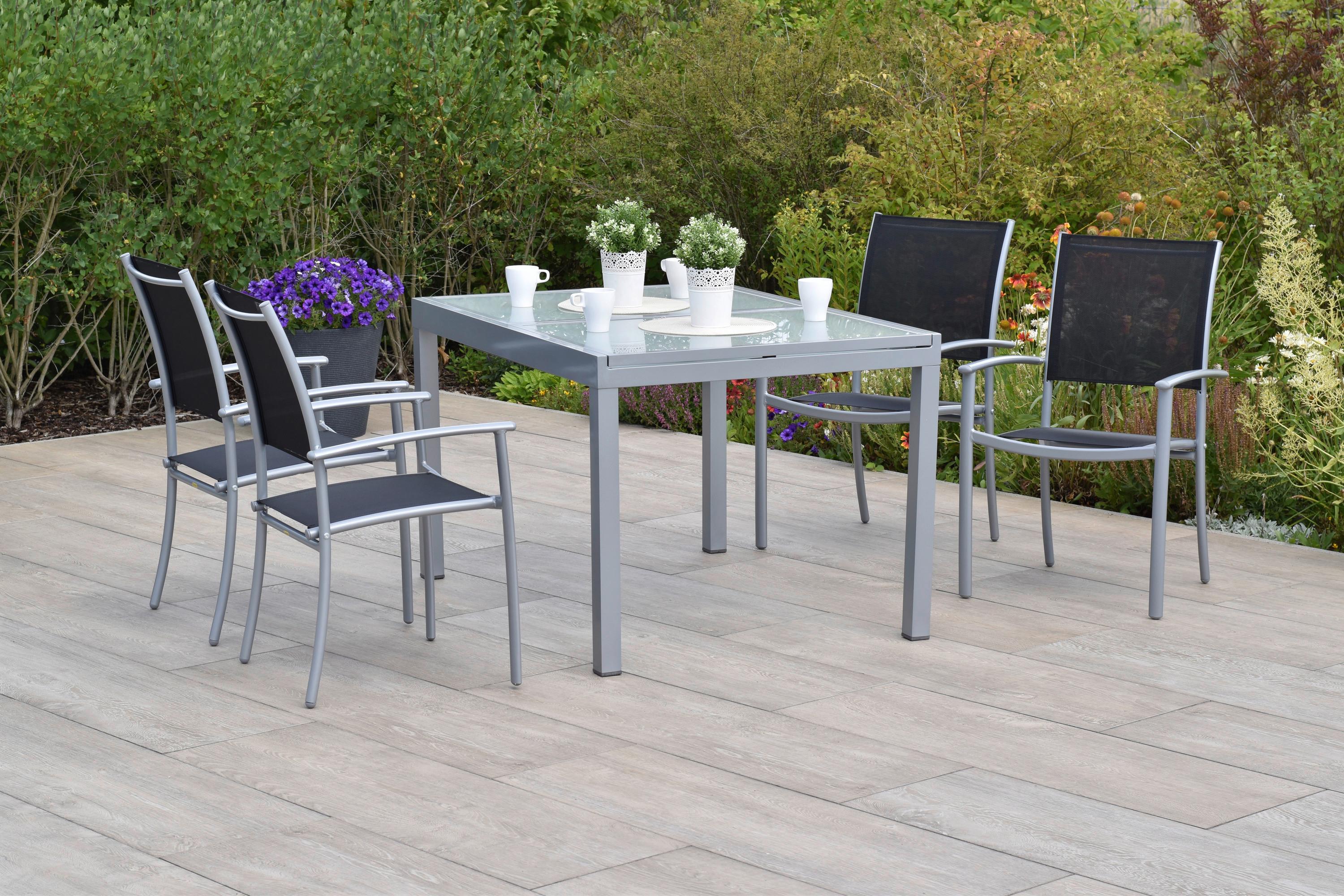 GARTENSET MILANO Metall, Textil Gardenson Garten & Outdoor > Gartenmöbel > Gartenmöbel-Sets Schwarz