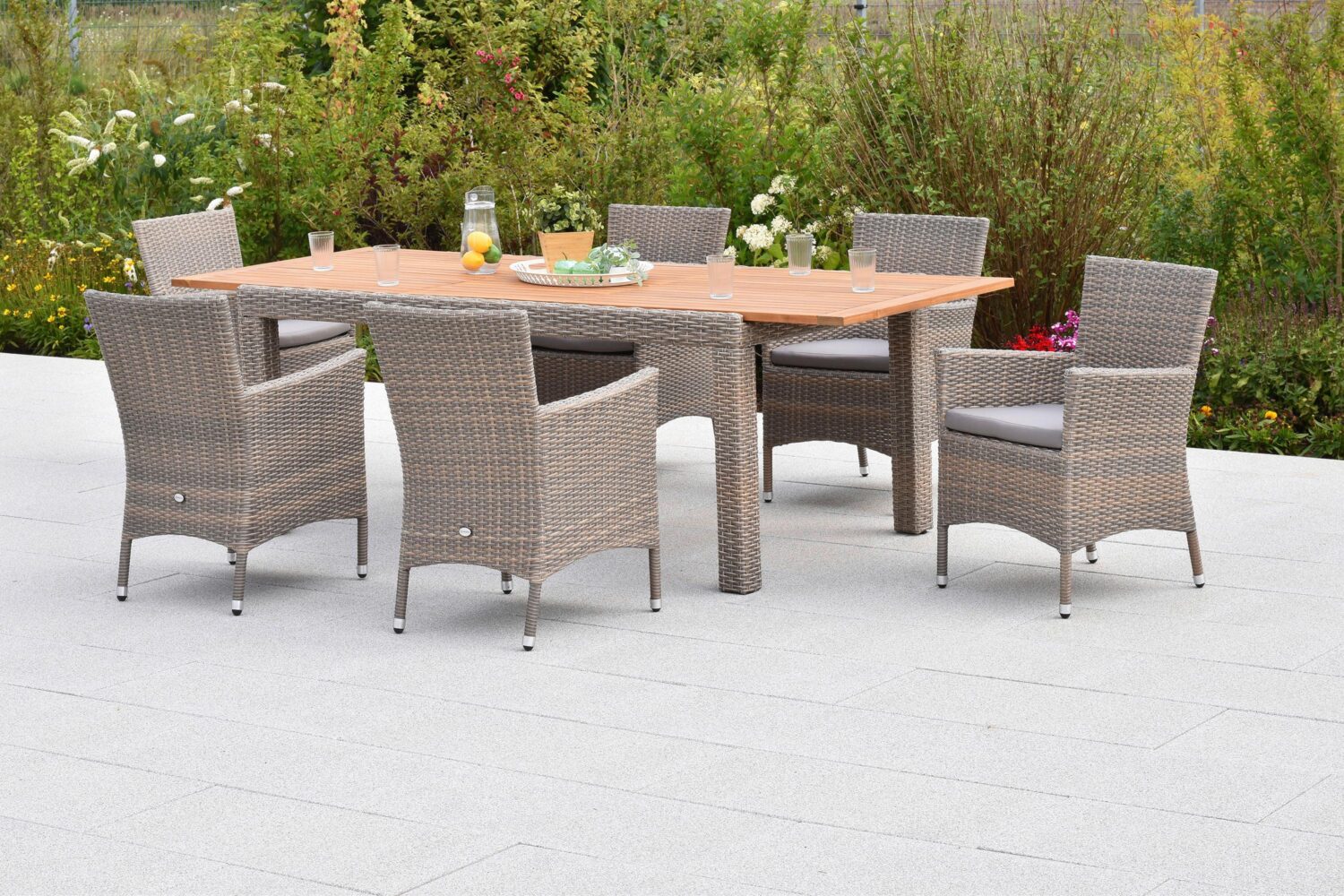 GARTENTISCH GEFLECHT AUSZIEHTISCH Holz, Metall, Kunststoff Gardenson Garten & Outdoor > Gartenmöbel > Gartentische > Gartenesstische Beige