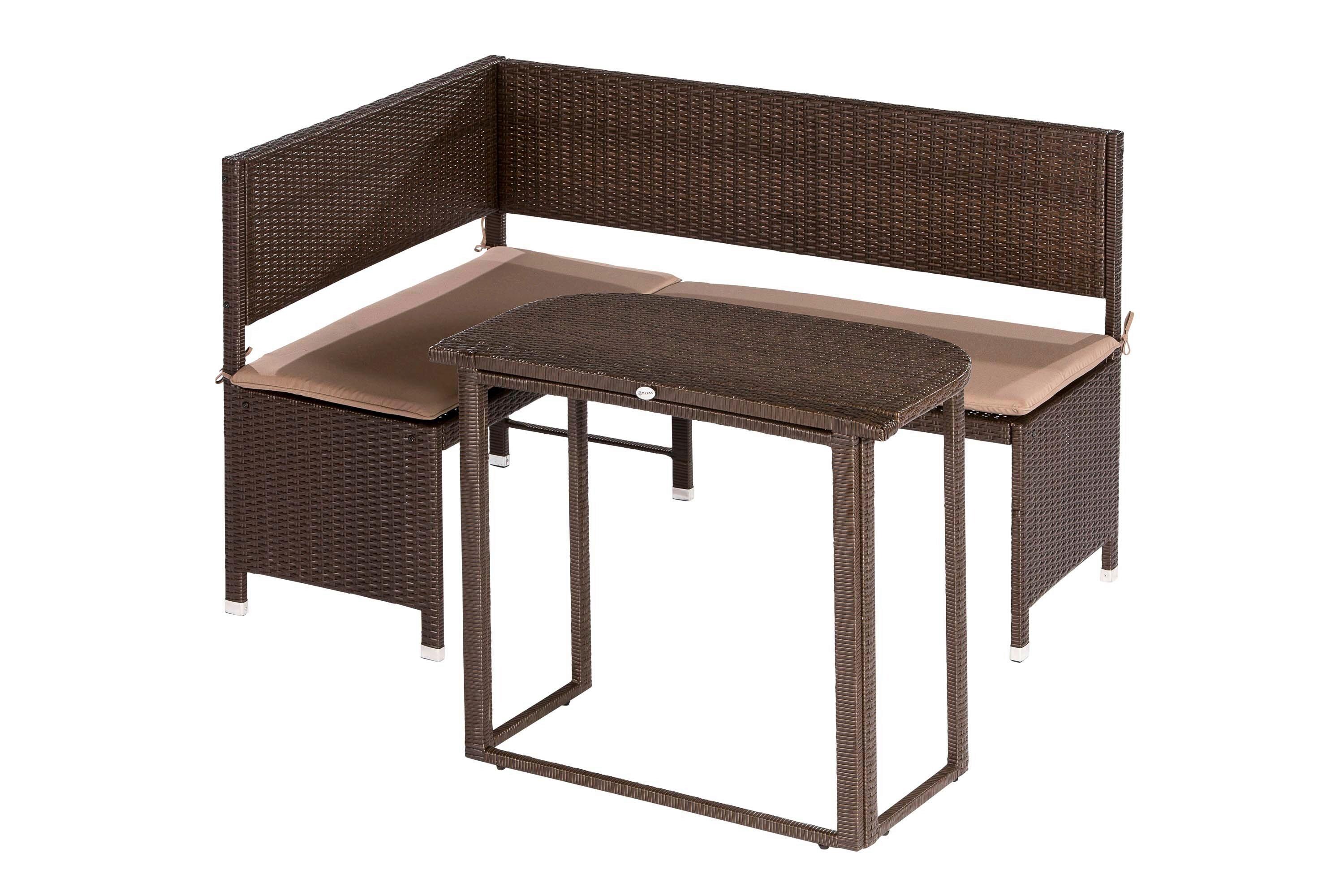 Gartenset inkl. Sitzkissen Braun Kunststoff, Metall Gardenson Garten & Outdoor > Gartenmöbel > Gartenmöbel-Sets Braun
