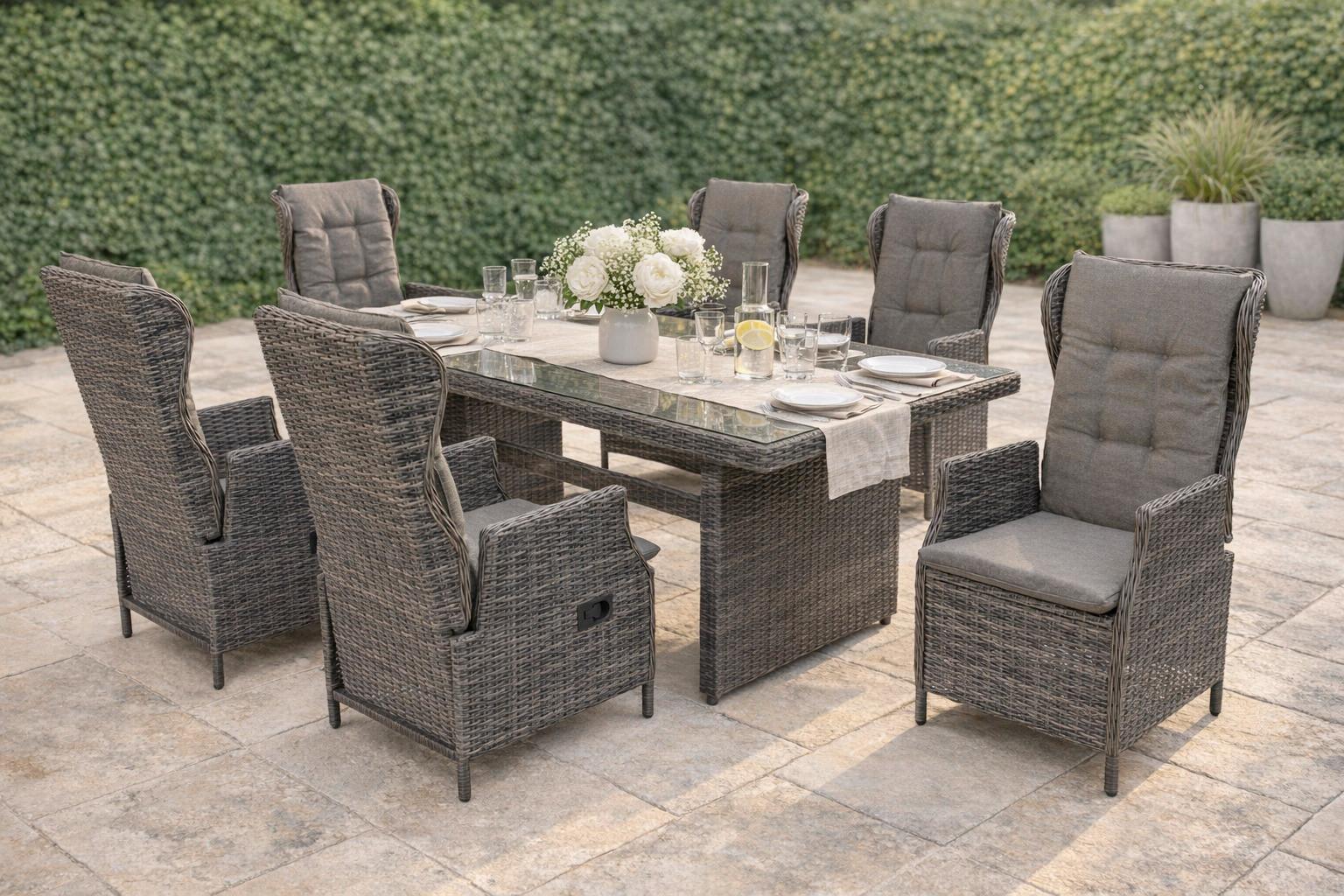 Gartentisch Saviano Grau Glas, Kunststoff, Metall Gardenson Garten & Outdoor > Gartenmöbel > Gartentische > Gartenesstische Grau