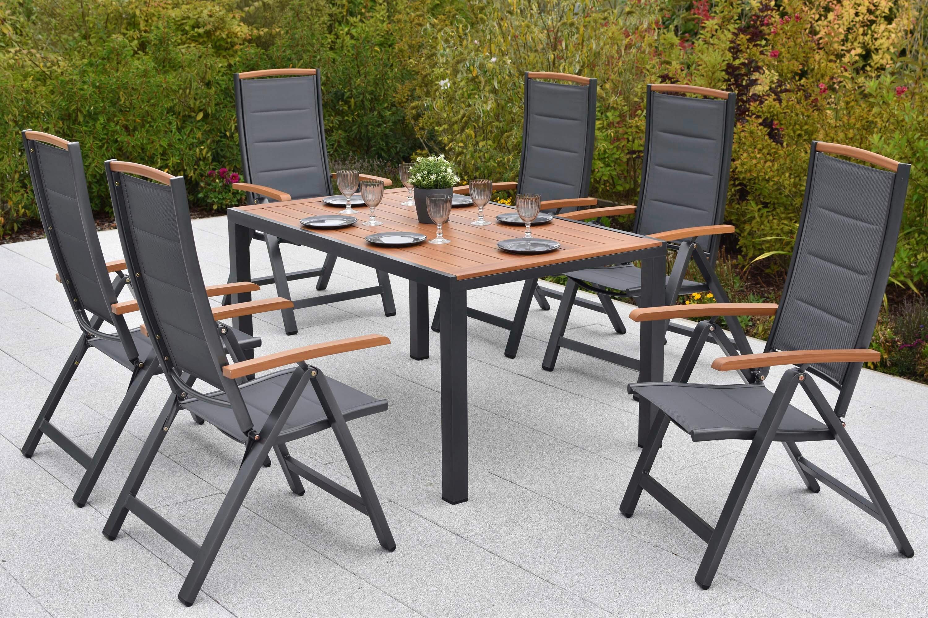 wohnli-moebel-suche-001442028403 Wohnli Möbelsuche - Gartentischgruppe Tino 7-tlg. Graphitfarben