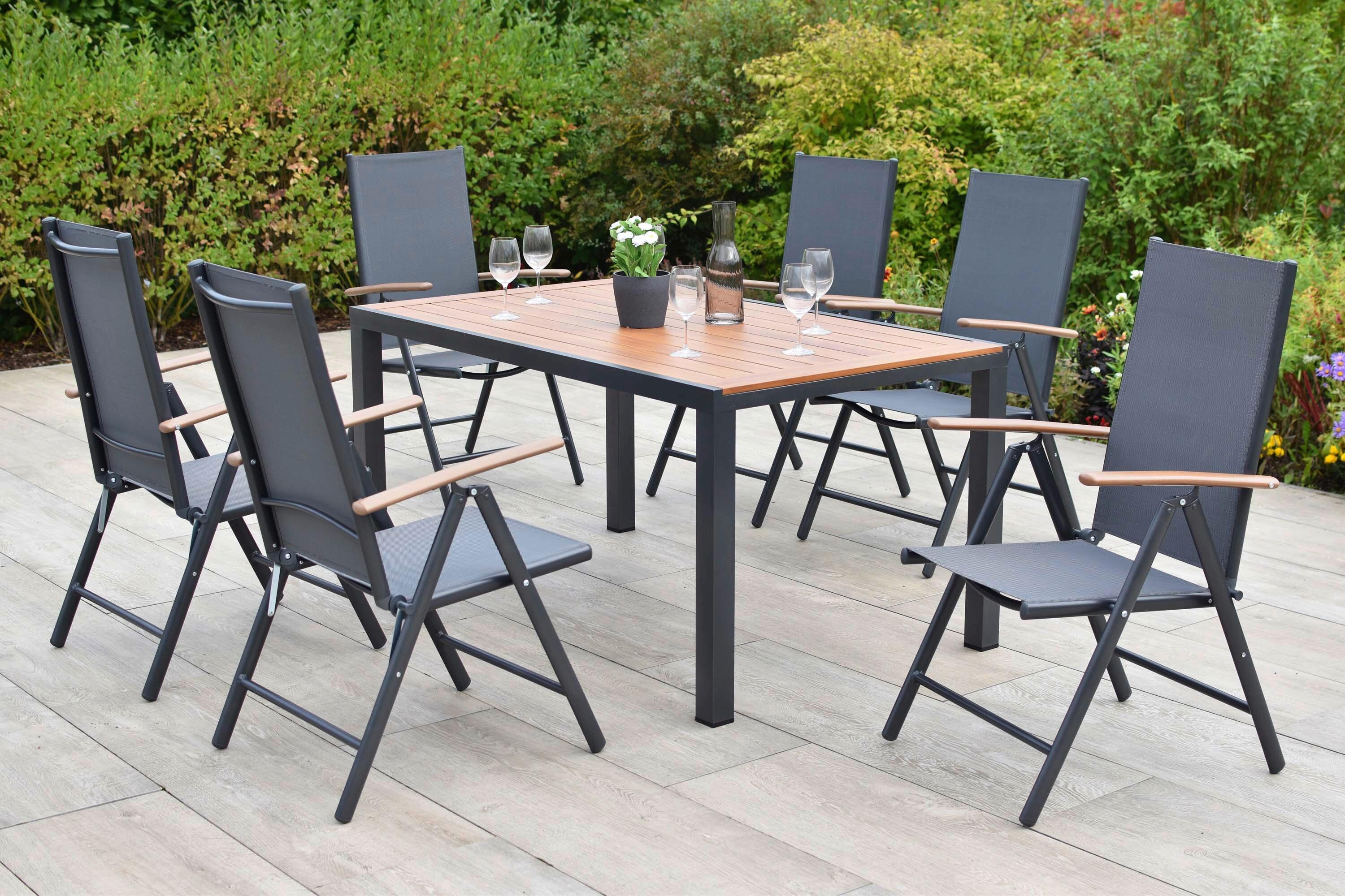 wohnli-moebel-suche-001442028703 Wohnli Möbelsuche - Gartentischgruppe Valenza 7-tlg. Graphitfarben