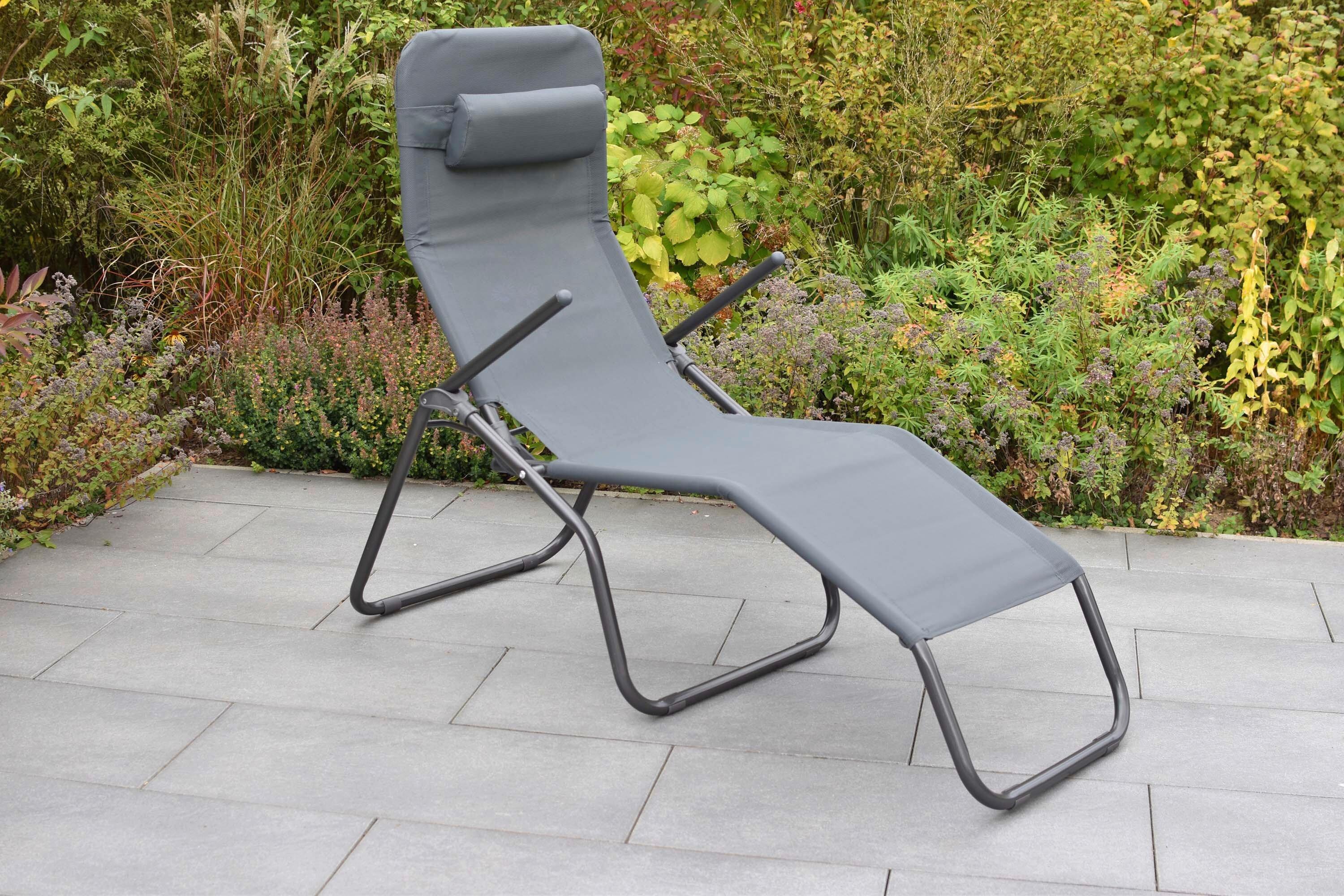 Gartenliege Grau inkl. Kissen Metall, Textil Gardenson Garten & Outdoor > Gartenmöbel > Gartenliegen Grau