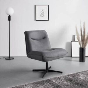 Relaxsessel Selena Grau Samt Holz, Metall, Textil Bessagi Home Wohnzimmermöbel Grau