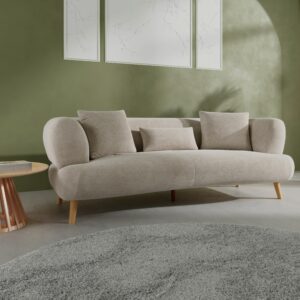 Sofa Elisabeth Bouclé Beige Holz, Textil Bessagi Home Wohnzimmermöbel Beige