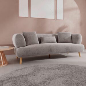 Sofa Elisabeth Bouclé Grau Holz, Textil Bessagi Home Wohnzimmermöbel Grau