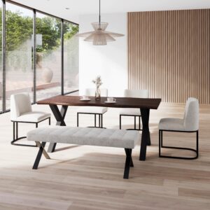 wohnli-moebel-suche-001467001401-1 Esstisch Laurel Walnussfarben MDF ca. 180x90x76 cm Metall, Holzwerkstoff Bessagi Home Möbel > Tische > Esstische Braun