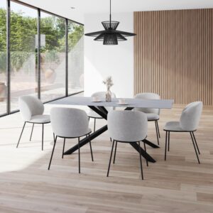 wohnli-moebel-suche-001467001501-1 Esstisch Livan Weiß Keramik ca. 180x90x76 cm Metall, Stein Bessagi Home Möbel > Tische > Esstische Weiß