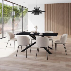 Esstisch Livan Dunkelgrau Keramik ca. 180x90x76 cm Metall, Stein Bessagi Home Möbel > Tische > Esstische Grau