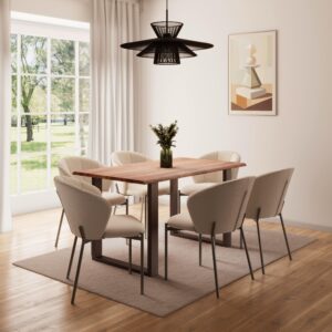 Stuhl Zoey Beige Chenille Gepolstert Holz, Metall, Textil Bessagi Home Möbel > Stühle > Esszimmerstühle > Holzstühle Beige