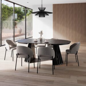 wohnli-moebel-suche-001467001701-1 Stuhl Nadiya Hellgrau Leinenoptik Gepolstert Holz, Metall, Textil Bessagi Home Möbel > Stühle > Esszimmerstühle > Holzstühle Grau