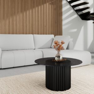Couchtisch Zelia Schwarz MDF Holz, Glas, Holzwerkstoff Bessagi Home Wohnzimmermöbel Schwarz