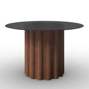 Wohnli Möbelsuche - Esstisch Zelia Walnussfarben MDF/Kristallglas rund