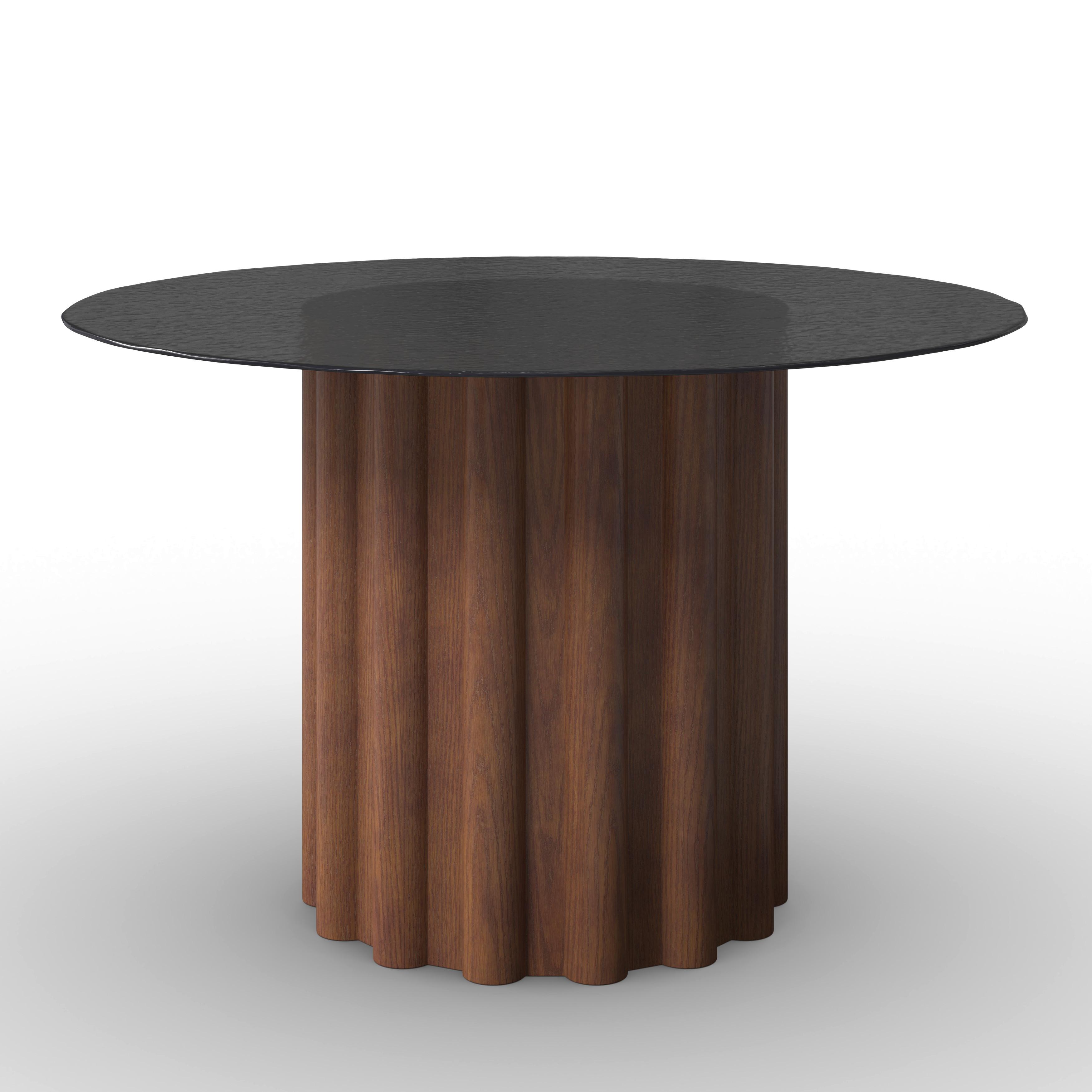 wohnli-moebel-suche-001467004201 Wohnli Möbelsuche - Esstisch Zelia Walnussfarben MDF/Kristallglas rund