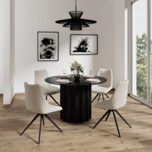 wohnli-moebel-suche-001467004202-1 Esstisch Zelia Holz/Glas Schwarz Ø ca. 120 cm Holz, Glas, Holzwerkstoff Bessagi Home Möbel > Tische > Esstische > Esstische Holz Schwarz