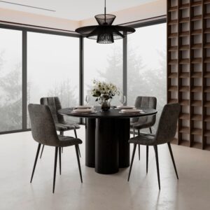 wohnli-moebel-suche-001467004301-1 Esstisch Kiano Holz/Keramik Schwarz Ø ca. 130 cm Holz, Keramik, Holzwerkstoff Bessagi Home Möbel > Tische > Esstische > Esstische Holz Schwarz