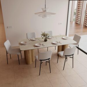 wohnli-moebel-suche-001467004402-1 Esstisch Kiano Holz/Keramik Creme ca. 220x105x76 cm Holz, Keramik, Holzwerkstoff Bessagi Home Möbel > Tische > Esstische > Esstische Holz Weiß